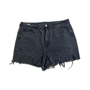 American Eagle Outfitters Black Jean Shorts Distressed Style